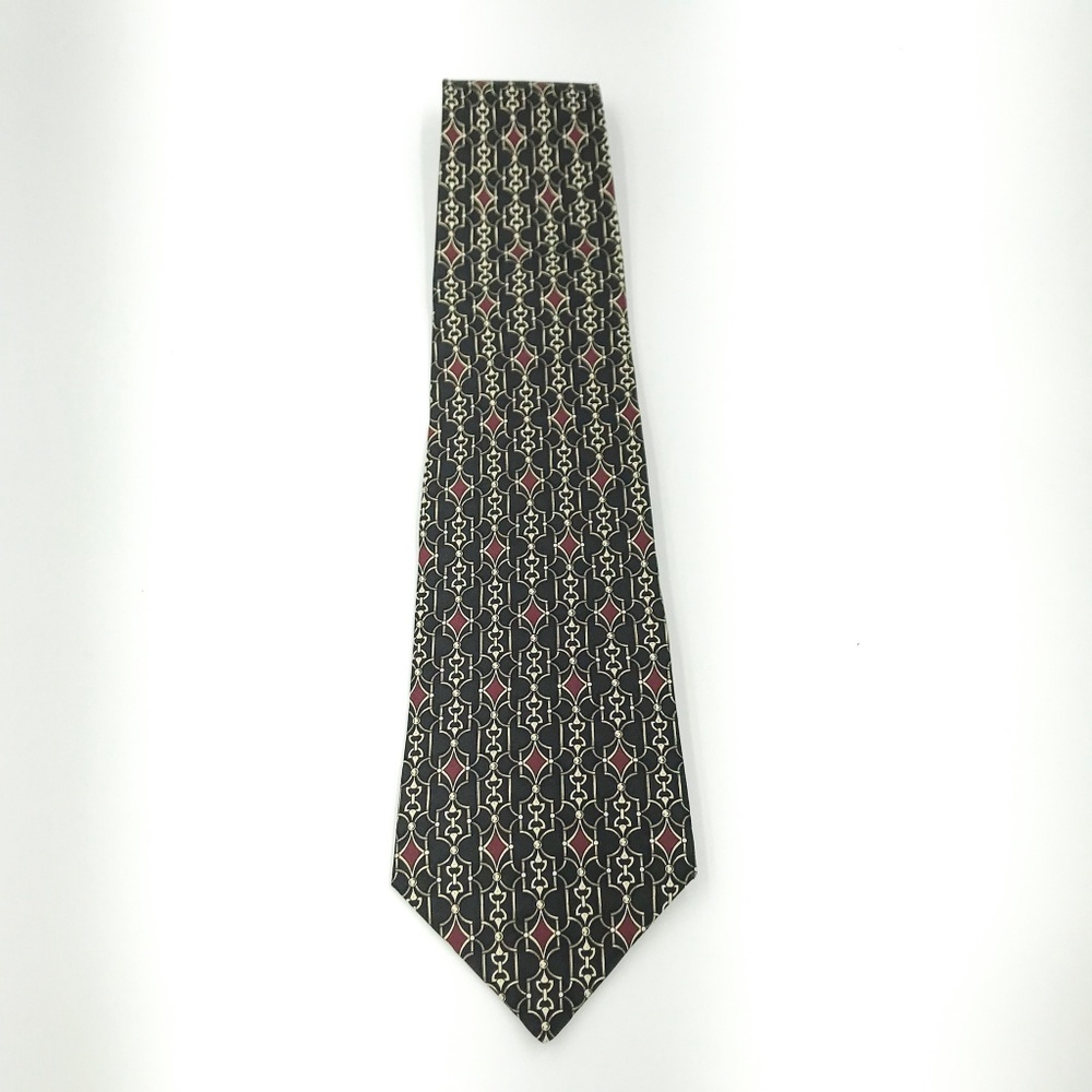 Claybrooke Mens Black Geometric Silk Tie